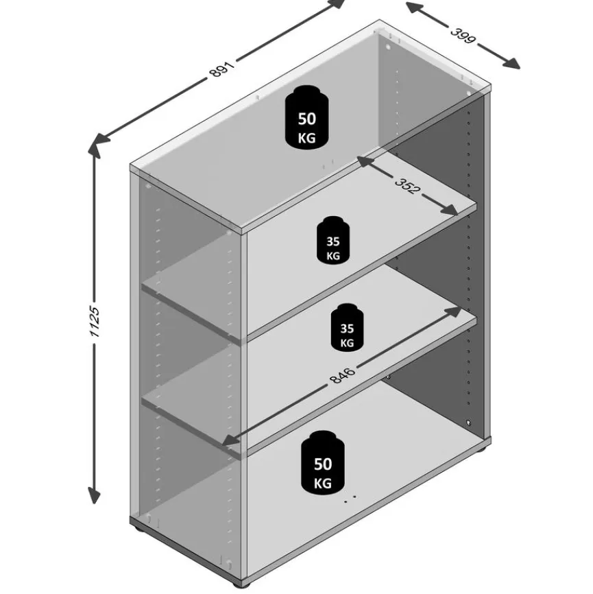 Clearance FMD Aktenregal Calvia, breit 3OH Weiß
