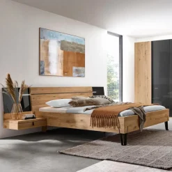 Clearance Thielemeyer Bett mit Nachttischen Cubo 180 x 200 cm Wildeiche