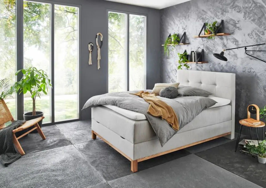 Outlet meise.möbel Boxspringbett Catania 120 x 200 cm Grau