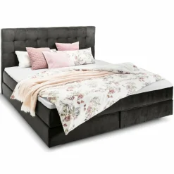 Online Ergodream Boxspringbett Lund 200 x 200 cm Grau