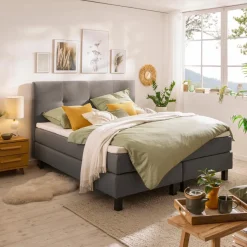 Outlet Ergodream Boxspringbett Lund 200 x 200 cm Anthrazit