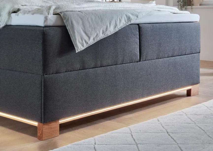 Discount meise.möbel Boxspringbett Rimini 180 x 200 cm Anthrazit