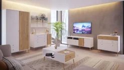 FORTE Couchtisch Harllson Weiß / Eiche