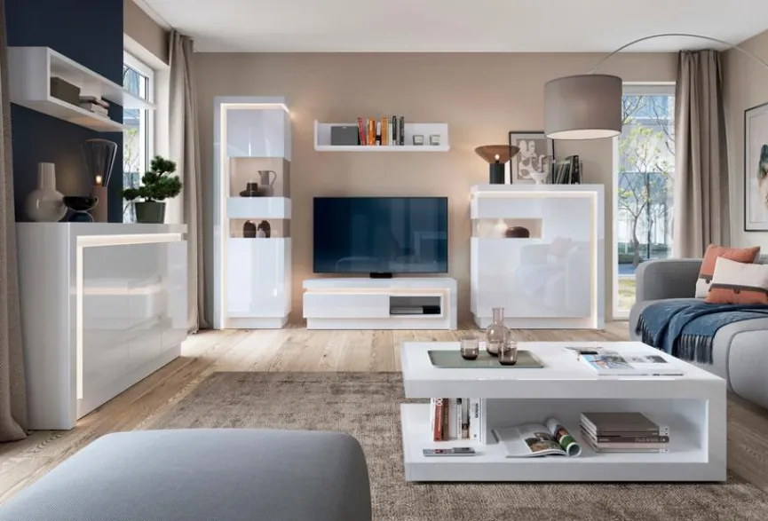 Hot Wójcik Couchtisch mit Ablagefach Lyon Weiß