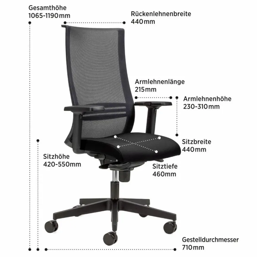 Best NowyStyl Drehstuhl Altum Schwarz