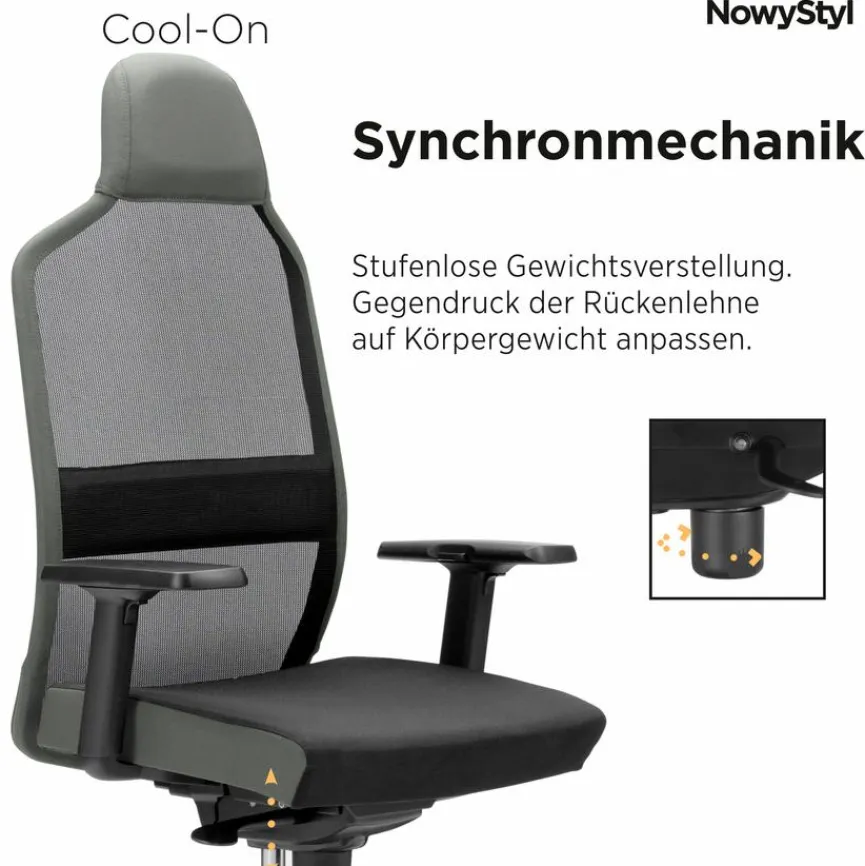 Discount NowyStyl Drehstuhl Cool-On Schwarz / Grau