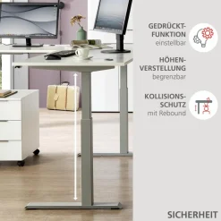 Discount Innostyle Eckschreibtisch elektrisch Santorin Weiß / Silber