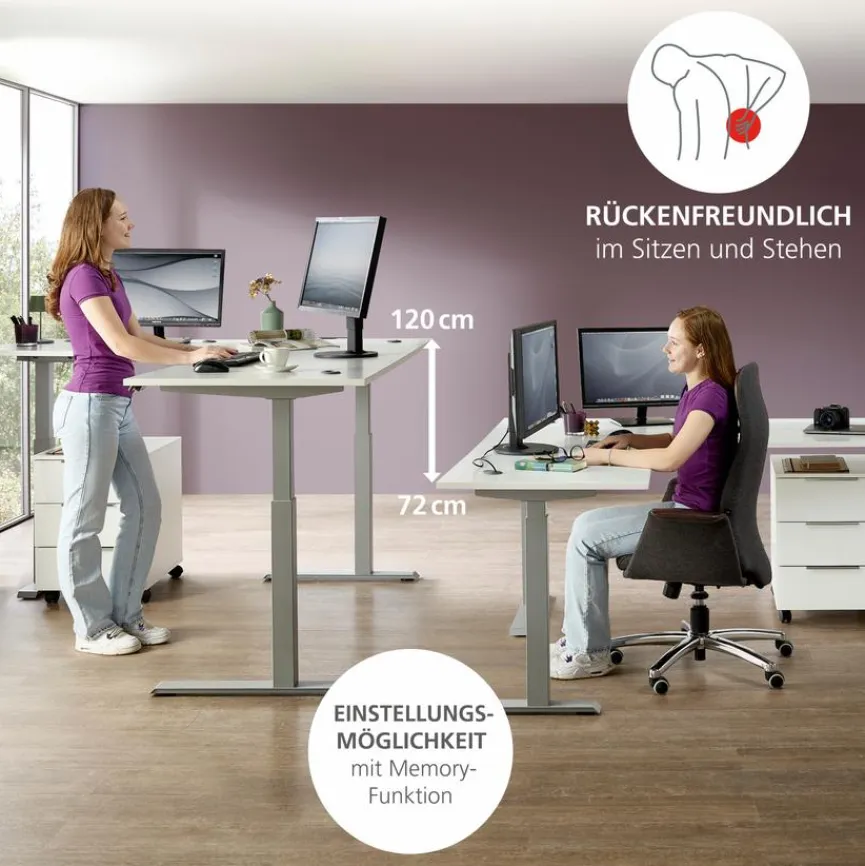 Discount Innostyle Eckschreibtisch elektrisch Santorin Weiß / Silber