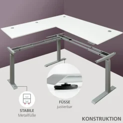 Discount Innostyle Eckschreibtisch elektrisch Santorin Weiß / Silber