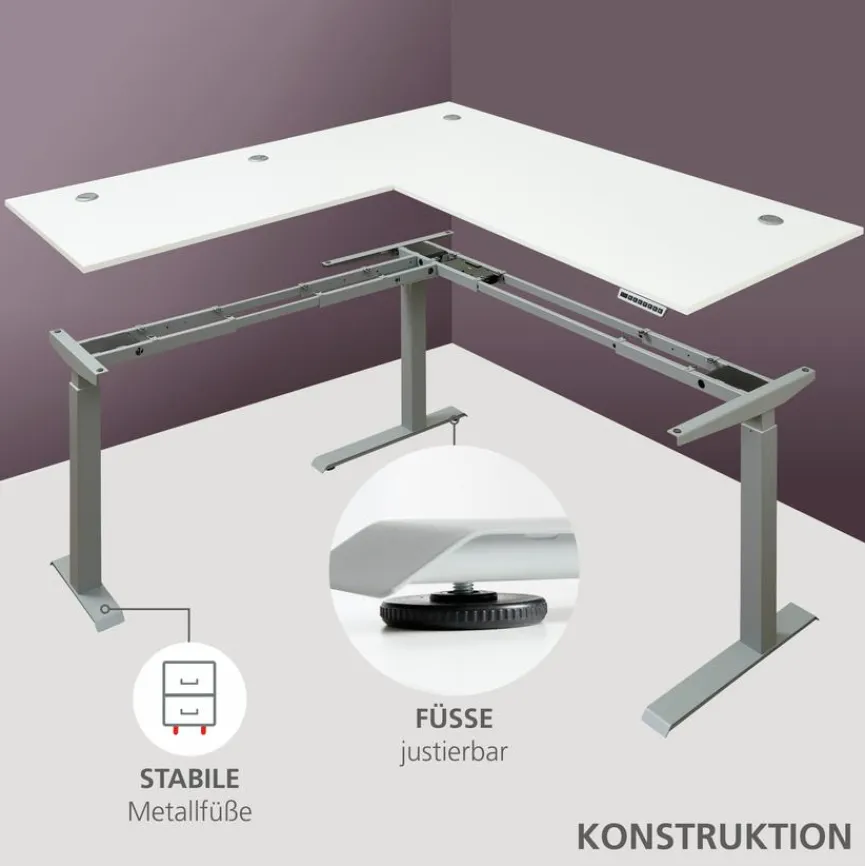Discount Innostyle Eckschreibtisch elektrisch Santorin Weiß / Silber