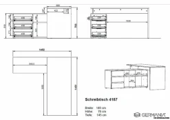 Clearance Germania Eckschreibtisch Lissabon Graphit