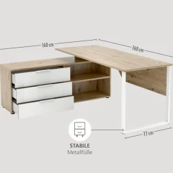 Best Innostyle Eckschreibtisch Santorin Eiche / Weiß