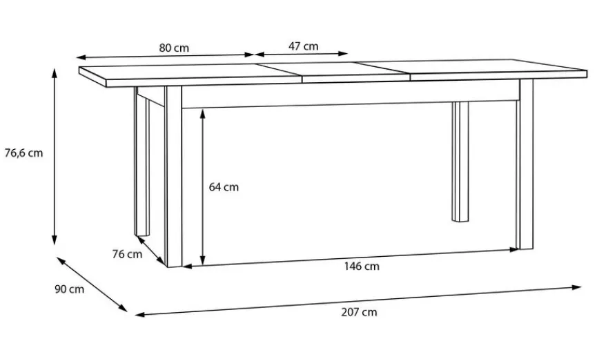 FORTE Esstisch Saitama 160/207 x 90 cm