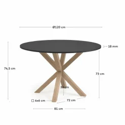 Kave Home Esstisch Arya Ø 120 cm Schwarz