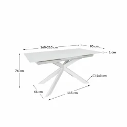 Kave Home Esstisch mit Auszug Atminda 160/210 x 90 cm
