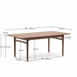 Kave Home Esstisch mit Auszug Elan 200/ 260 x 100 cm