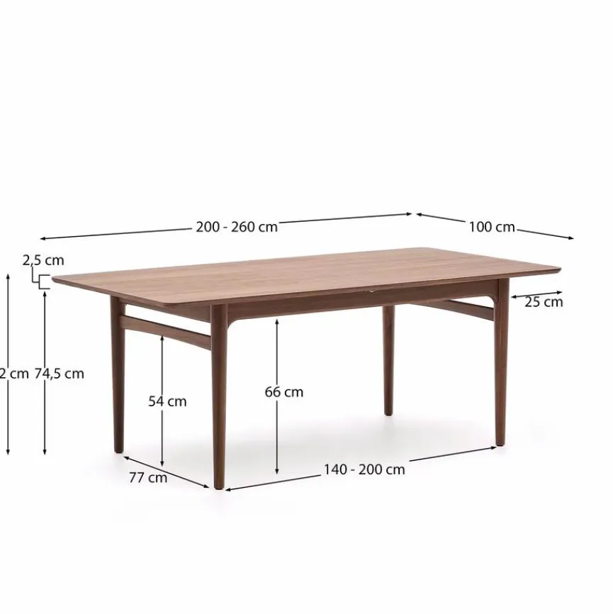 Kave Home Esstisch mit Auszug Elan 200/ 260 x 100 cm