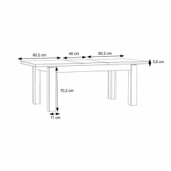 Best FORTE Esstisch mit Auszug Farida 160/206 x 90 cm Eiche