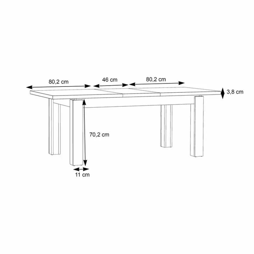 Best FORTE Esstisch mit Auszug Farida 160/206 x 90 cm Eiche