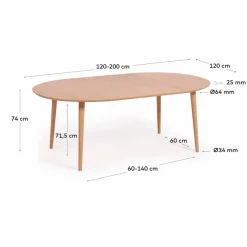 Discount Kave Home Esstisch mit Auszug Oakland Ø 120/200 cm Eiche