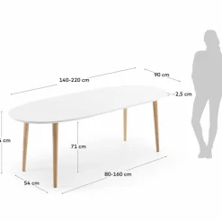 Hot Kave Home Esstisch mit Auszug Oakland 140/220 x 90 cm Weiß / Matt