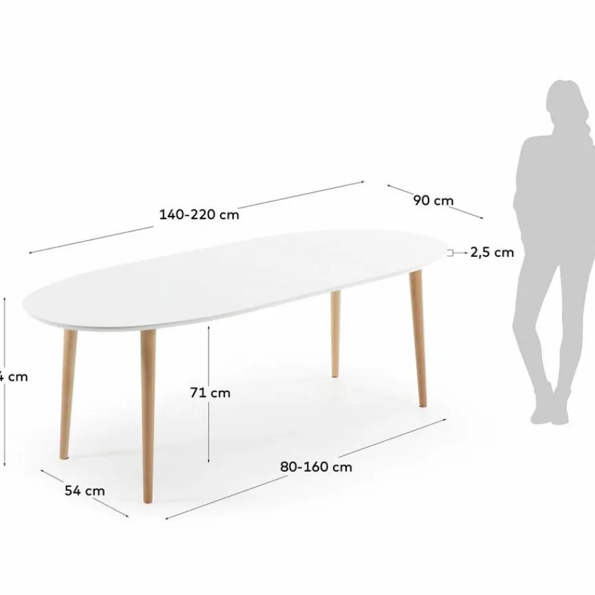 Hot Kave Home Esstisch mit Auszug Oakland 140/220 x 90 cm Weiß / Matt
