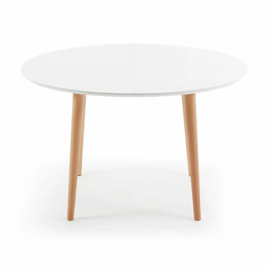 Best Kave Home Esstisch mit Auszug Oakland 120/200 x 90 cm Weiß / Matt