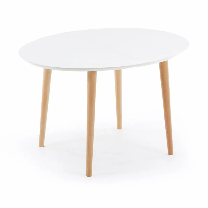 Best Kave Home Esstisch mit Auszug Oakland 120/200 x 90 cm Weiß / Matt