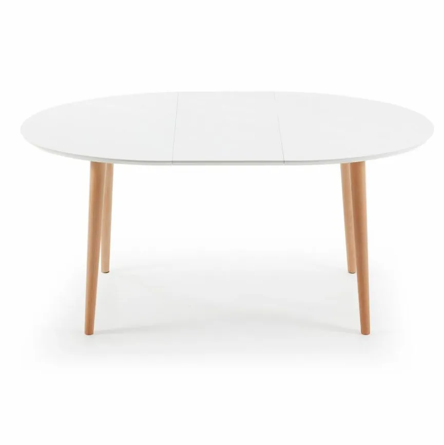 Best Kave Home Esstisch mit Auszug Oakland 120/200 x 90 cm Weiß / Matt