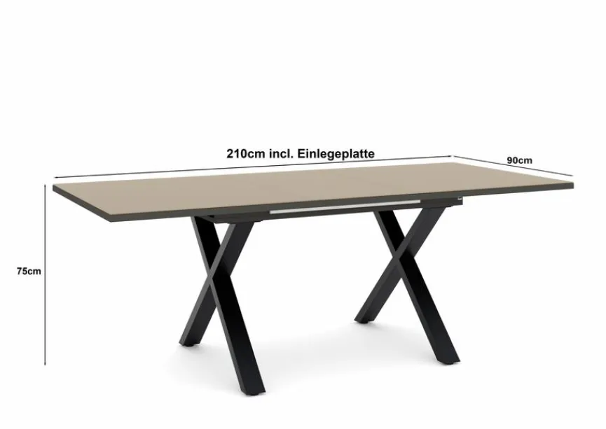 Outlet set one by Musterring Esstisch mit Auszug Reno 160/210 x 90 cm Taupe