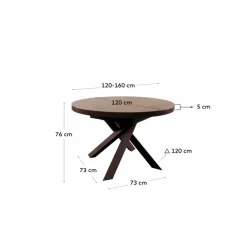Kave Home Esstisch mit Auszug Vashiti 120/ 160 cm Braun