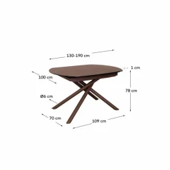 Outlet Kave Home Esstisch mit Auszug Yodalia 130/190 x 100 cm Braun