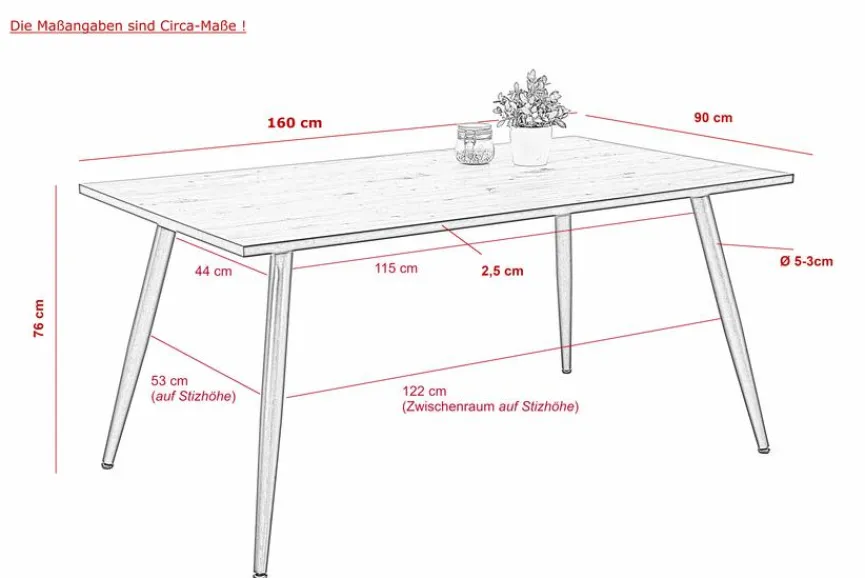Best Hela Esstisch Sabine 160 x 90 cm Artisan-Eiche