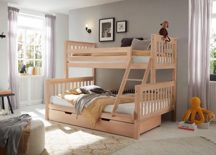 Outlet Etagenbett Pino 140/90x200 cm Natur