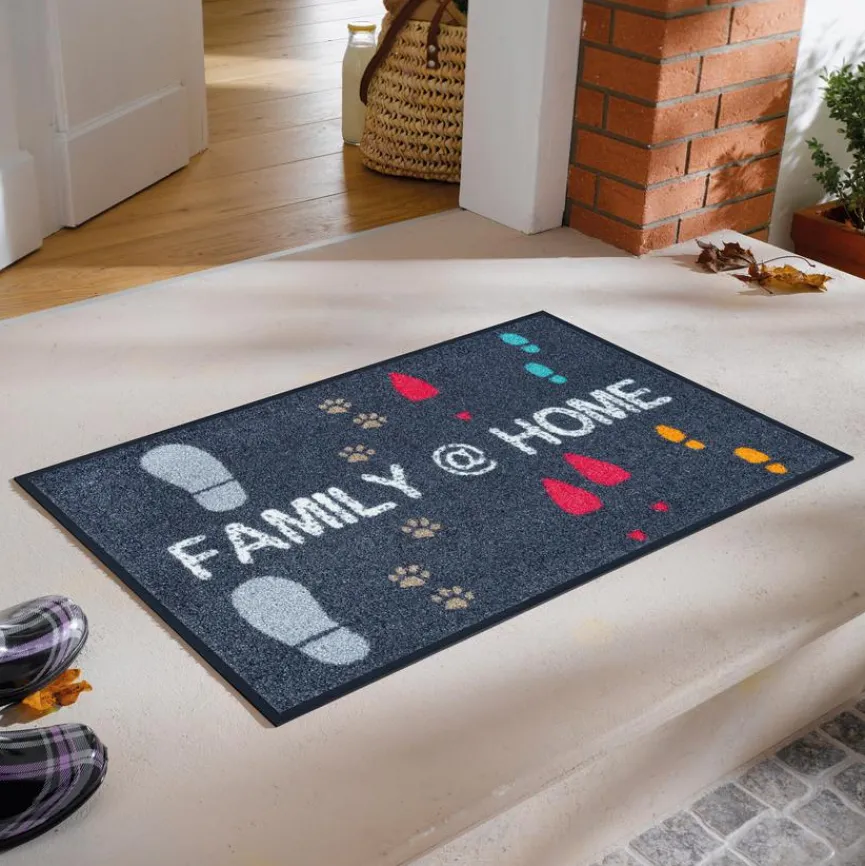 Hot Wash & Dry Fußmatte Family @ Home 50 x 75 cm Grau