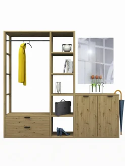 Online Garderobenkombi Padua Eiche / Grau