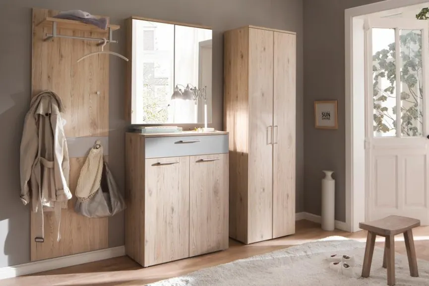 Best Wittenbreder Garderobenkombination Faro Eiche / Grau