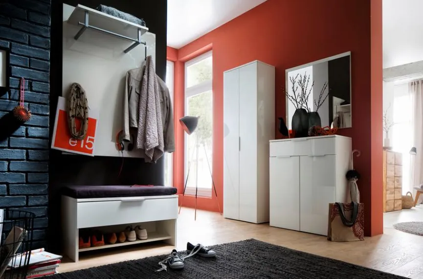 Sale Wittenbreder Garderobenschrank Stelvio Weiß / Weißglas