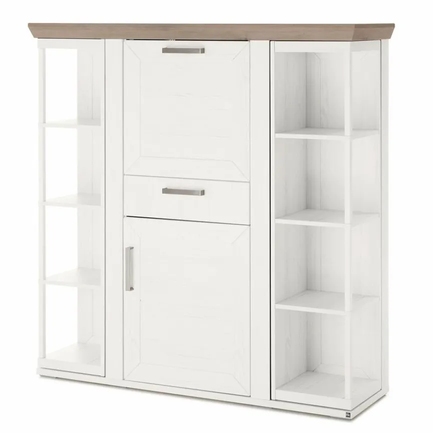 Clearance set one by Musterring Highboard York Pino-Aurelio / Eiche Nelson