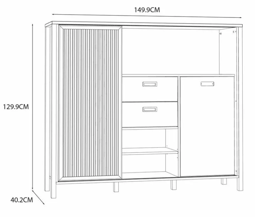 Outlet FORTE Highboard Jytana Eiche