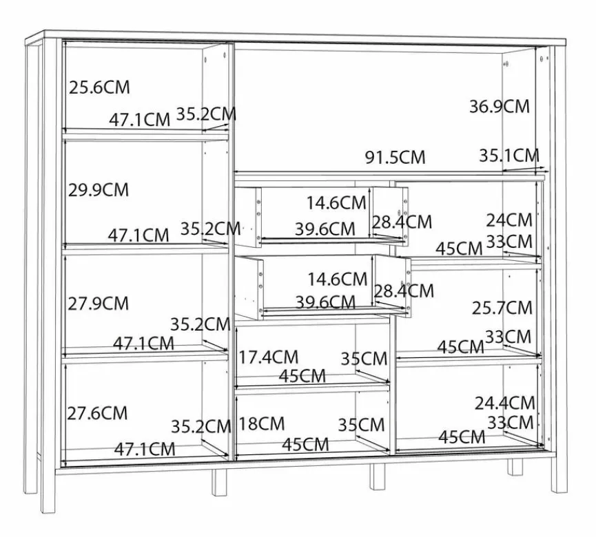Outlet FORTE Highboard Jytana Eiche