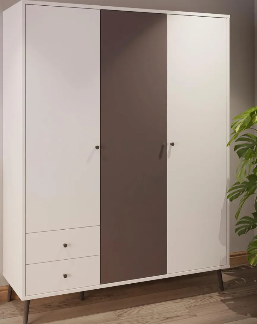 FORTE Kleiderschrank Harllson Weiß / Grau