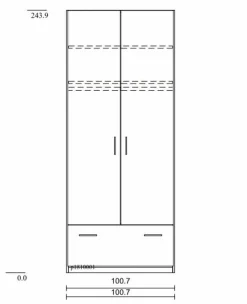 New Boegner Kleiderschrank Basic 100 x 244 cm Weiß