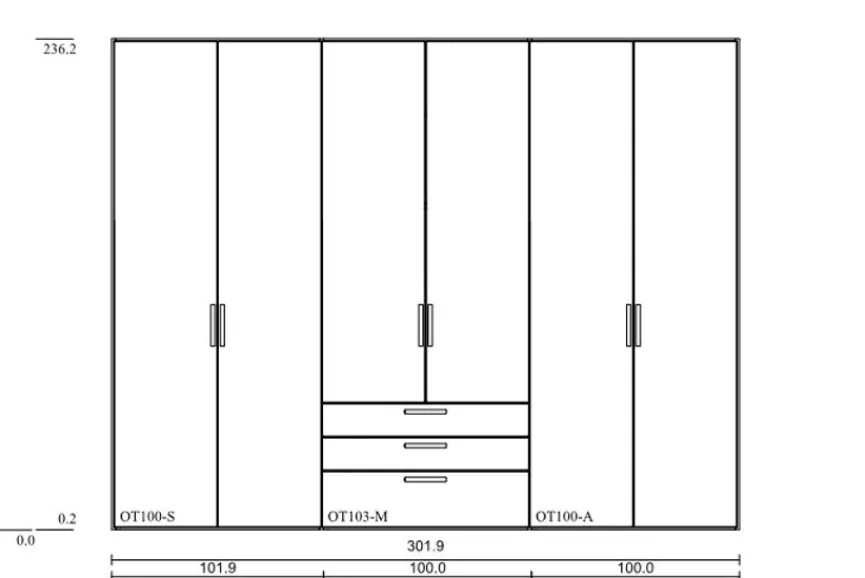 Rudolf Kleiderschrank Cozy 302 x 236 cm