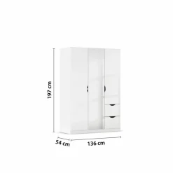 rauch BLUE Kleiderschrank Freiham 136 x 197 cm Weiß Hochglanz