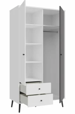 New FORTE Kleiderschrank Harllson Weiß / Grau
