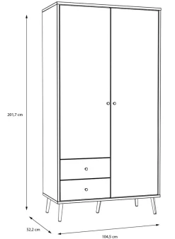 New FORTE Kleiderschrank Harllson Weiß / Grau