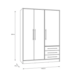 Sale FORTE Kleiderschrank Jupiter 145 x 200 cm Sandeiche