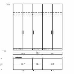 New Jutzler Kleiderschrank Liventio 250 x 236 cm Weiß