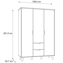 Sale FORTE Kleiderschrank Vankka 139 x 202 cm Plankeneiche